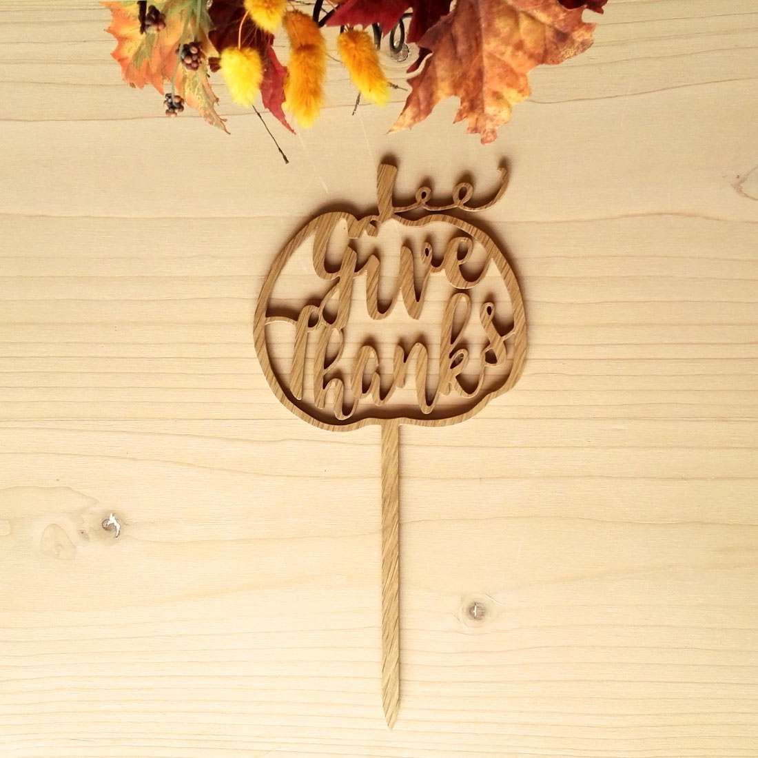 'GIVE THANKS' PUMPKIN CAKE TOPPER